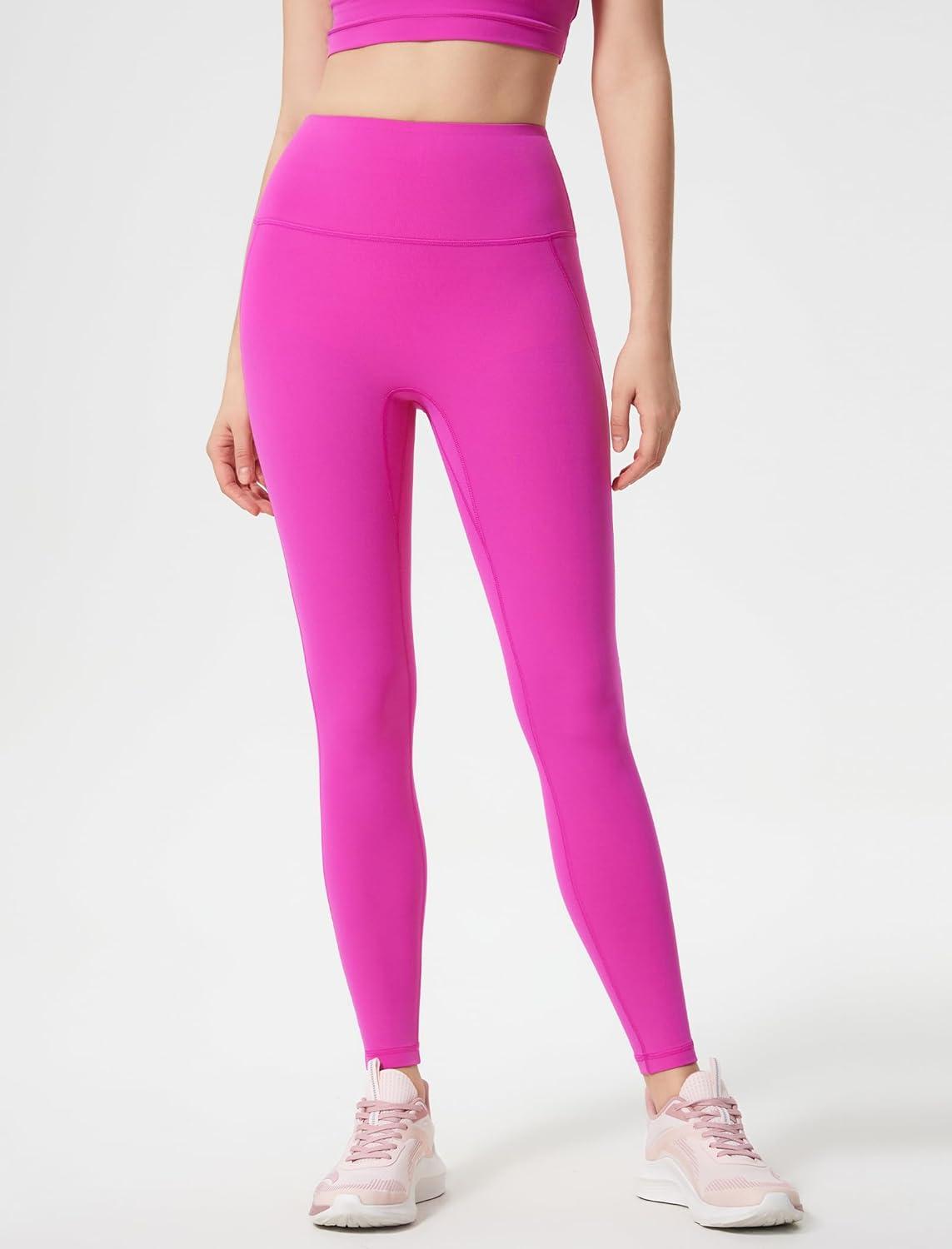 Yvette Athletic Leggings for Women High Waist Tummy Control Non See-Through Workout Tights(Pink)