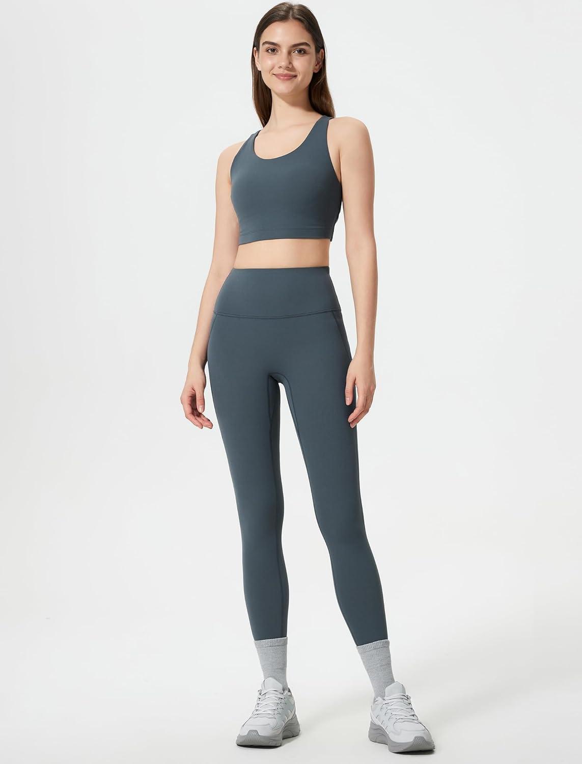 Yvette Athletic Leggings for Women High Waist Tummy Control Non See-Through Workout Tights(Blue)
