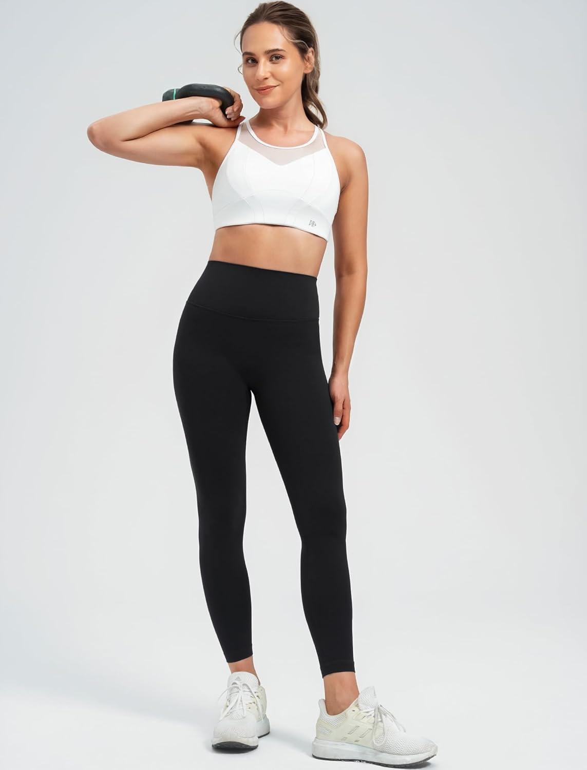 Yvette Racerback High Neck Sports Bra High Support Sports Bras for Women No Bounce Soft Moisture Wicking Supportive Running(White)