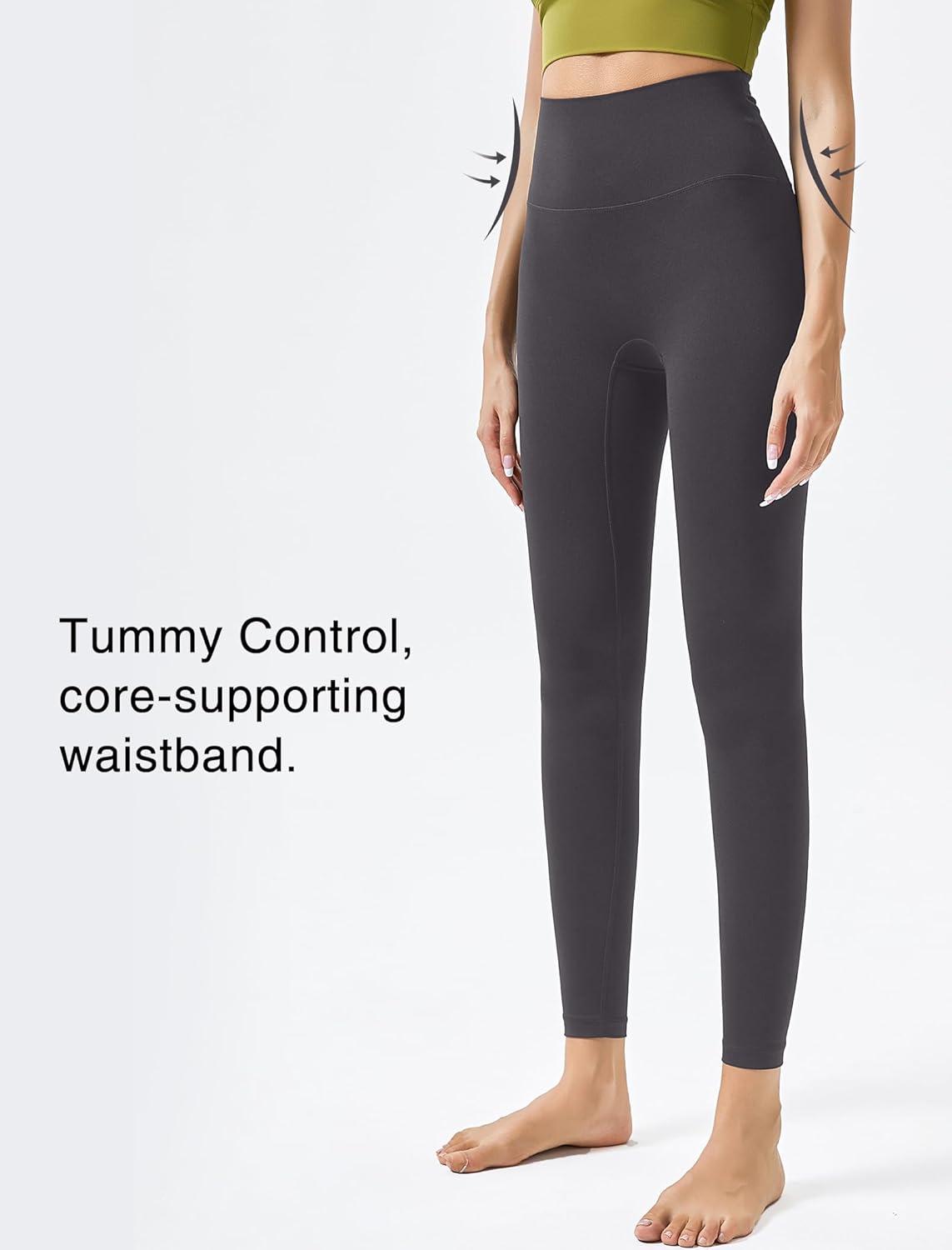 Yvette Leggings for Women with Pockets High Waist Athletic Non See-Through Tights(Dark Grey)