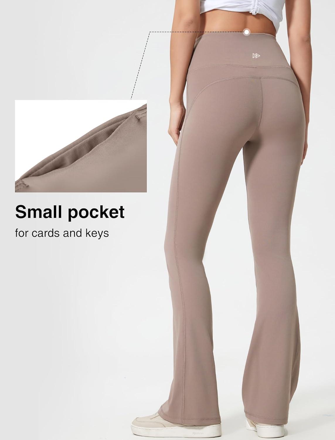 Yvette Womens High Waist Yoga Leggings Flare Pants for Workout Daily Wear(Grey)