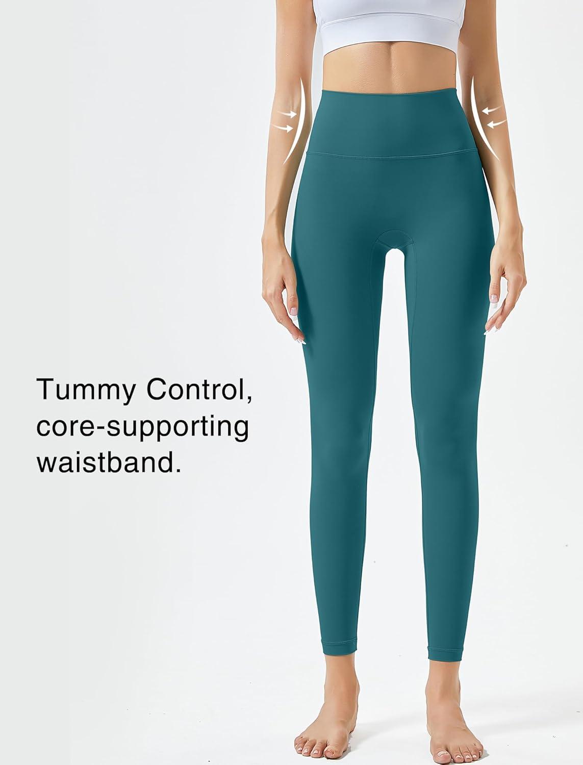 Yvette Leggings for Women with Pockets High Waist Athletic Non See-Through Tights(Sea Blue)