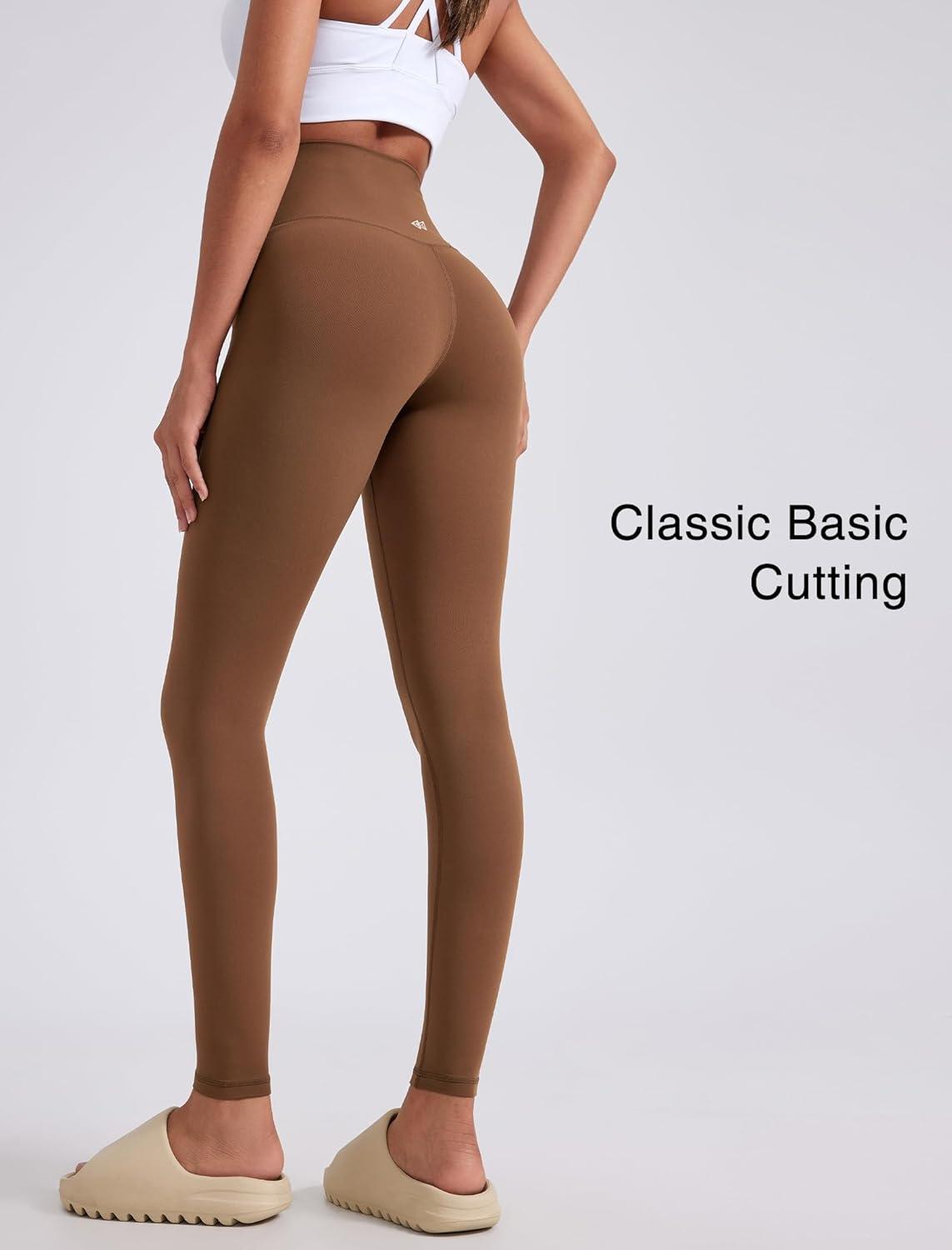 Yvette Womens Athletic Leggings High Waisted Tummy Control Tights for Women(Brown)