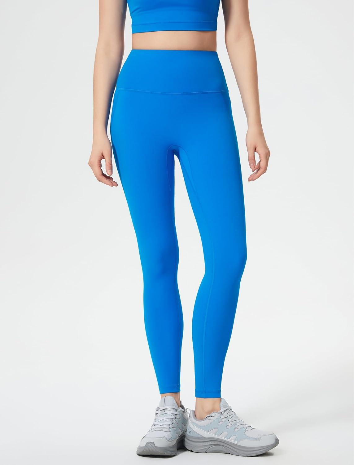 Yvette Athletic Leggings for Women High Waist Tummy Control Non See-Through Workout Tights(Capri Blue)