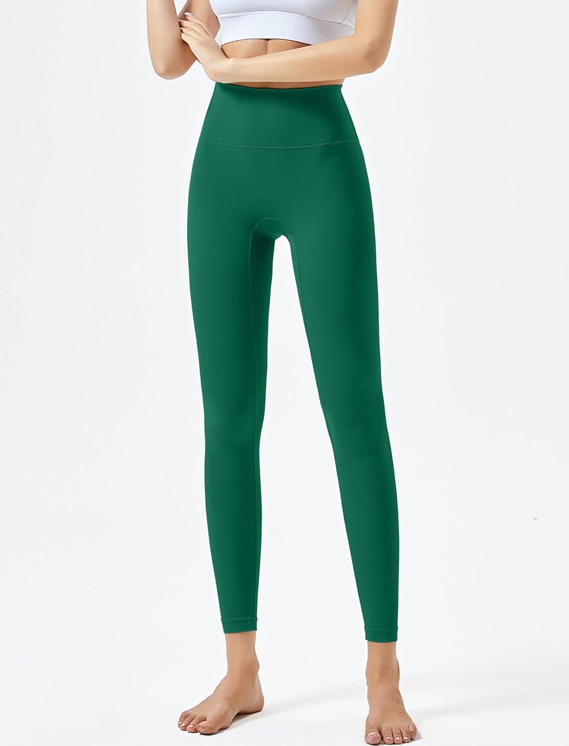 Yvette Leggings for Women with Pockets High Waist Athletic Non See-Through Tights(Green)