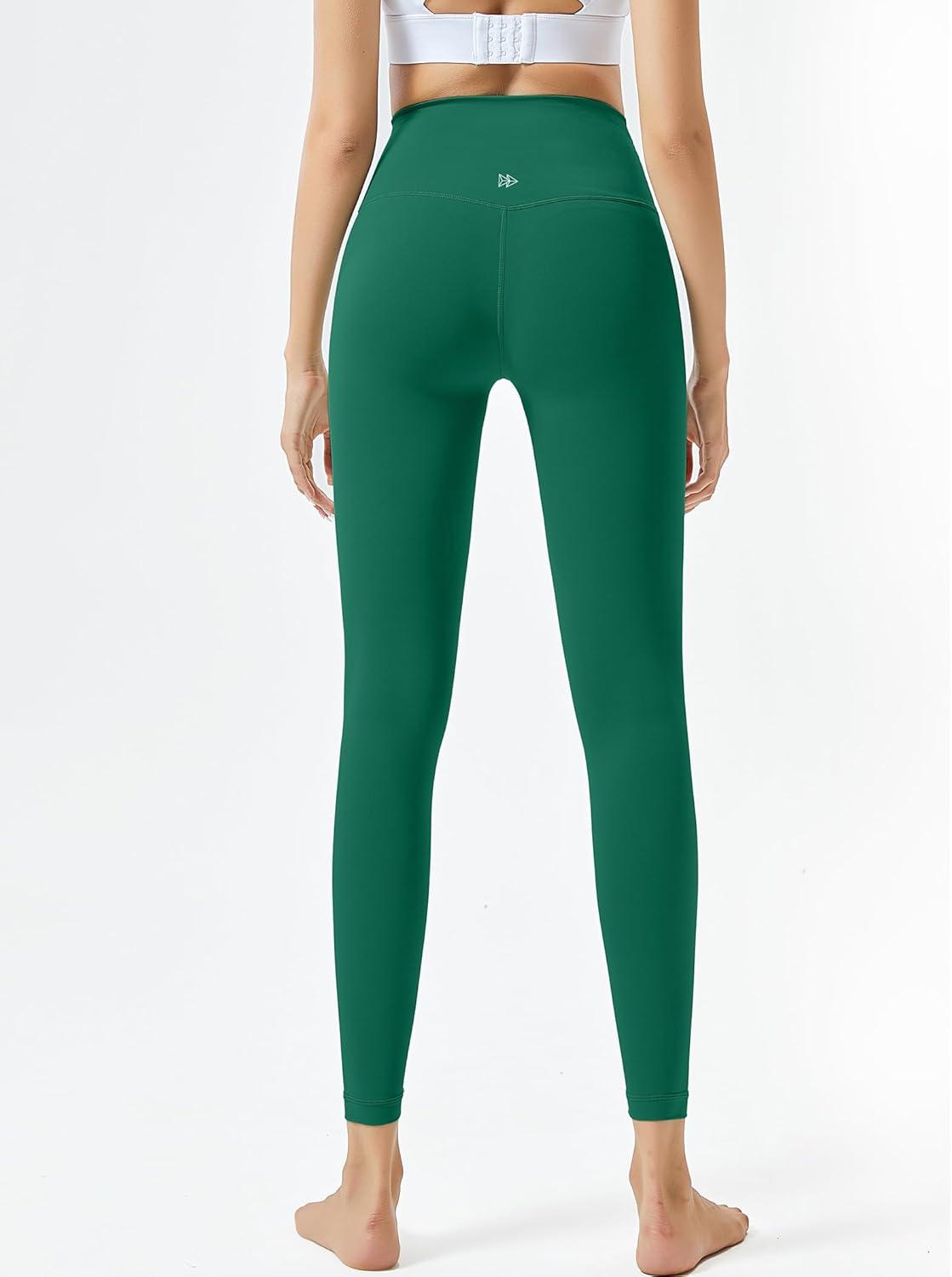 Yvette Leggings for Women with Pockets High Waist Athletic Non See-Through Tights(Green)