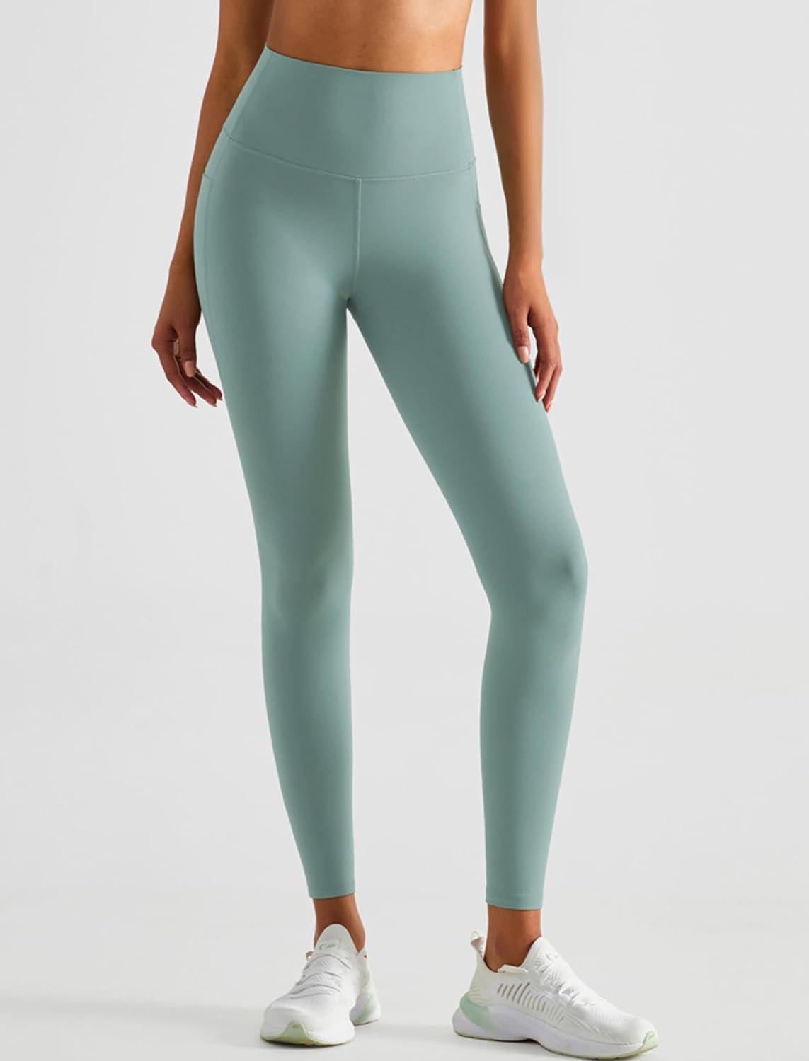 Yvette High Waisted Leggings with Pockets for Women Tummy Control Workout Running Yoga Pants Non See-Through(Blue)