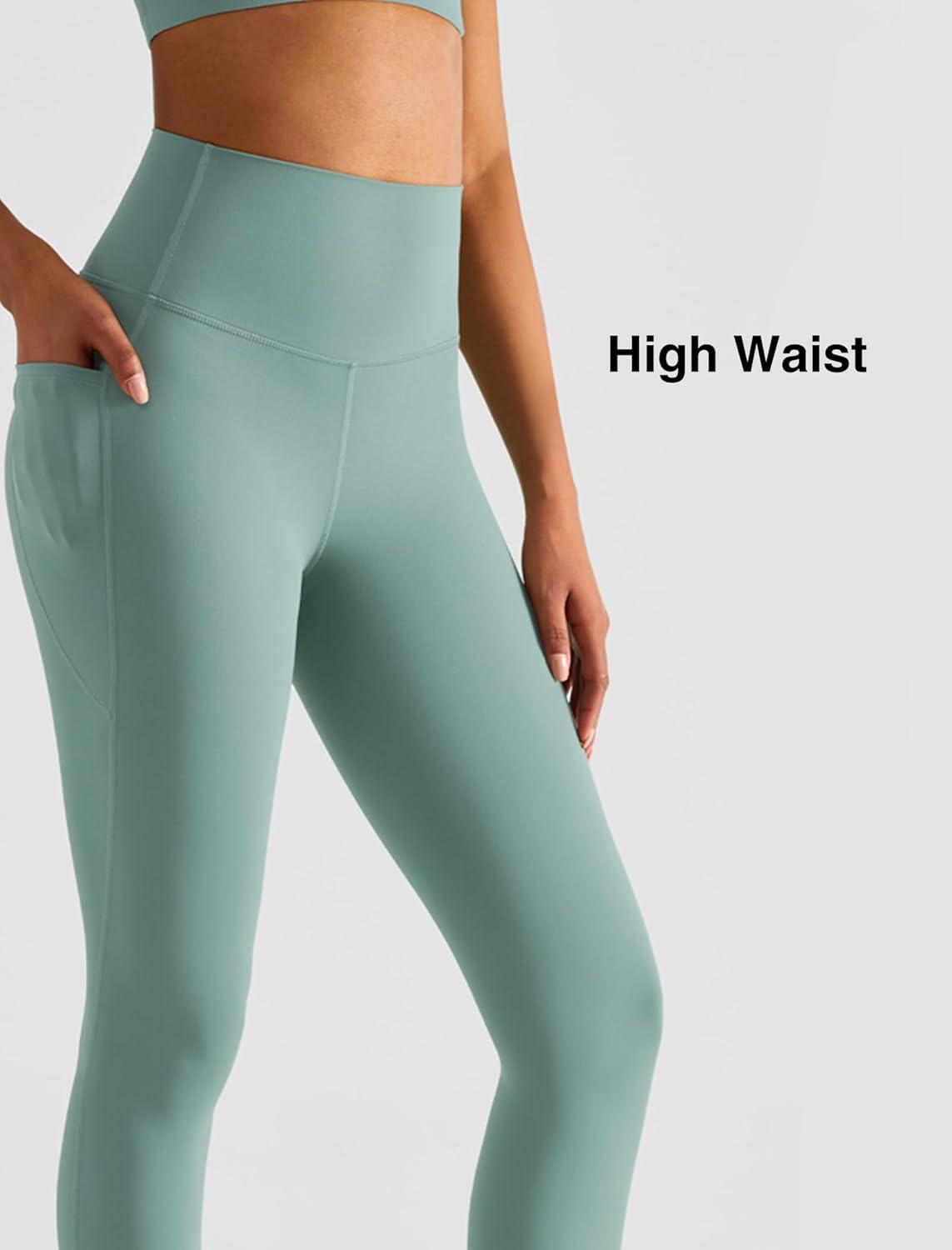 Yvette High Waisted Leggings with Pockets for Women Tummy Control Workout Running Yoga Pants Non See-Through(Blue)