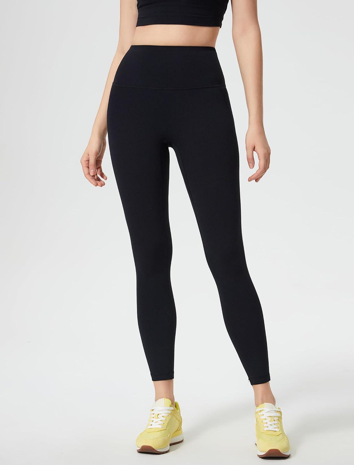 Yvette Athletic Leggings for Women High Waist Tummy Control Non See-Through Workout Tights(Black)