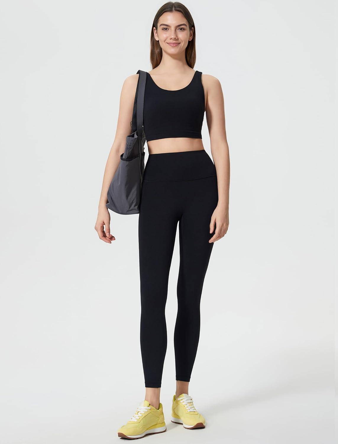 Yvette Athletic Leggings for Women High Waist Tummy Control Non See-Through Workout Tights(Black)