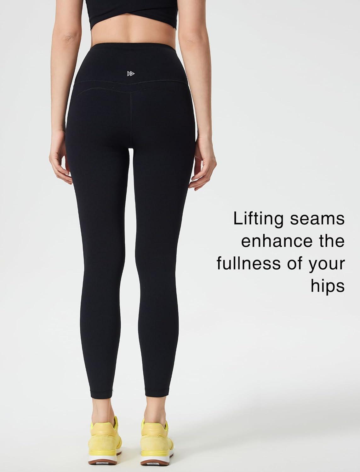 Yvette Athletic Leggings for Women High Waist Tummy Control Non See-Through Workout Tights(Black)
