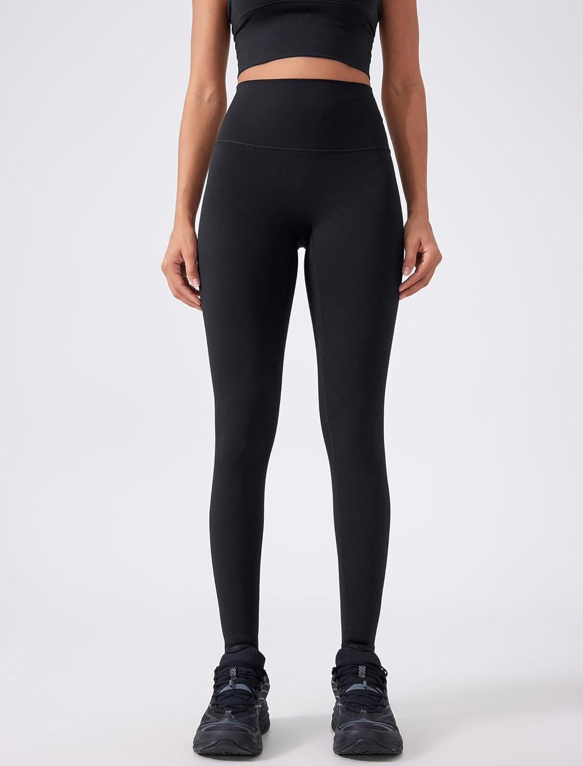 Yvette Womens Athletic Leggings High Waisted Tummy Control Tights for Women(Black)
