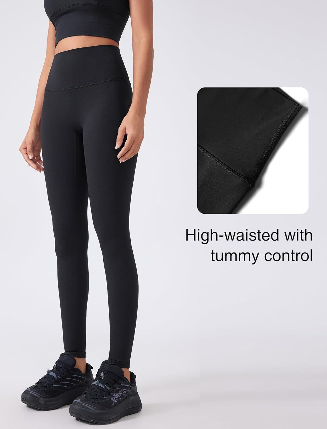 Yvette Womens Athletic Leggings High Waisted Tummy Control Tights for Women(Black)