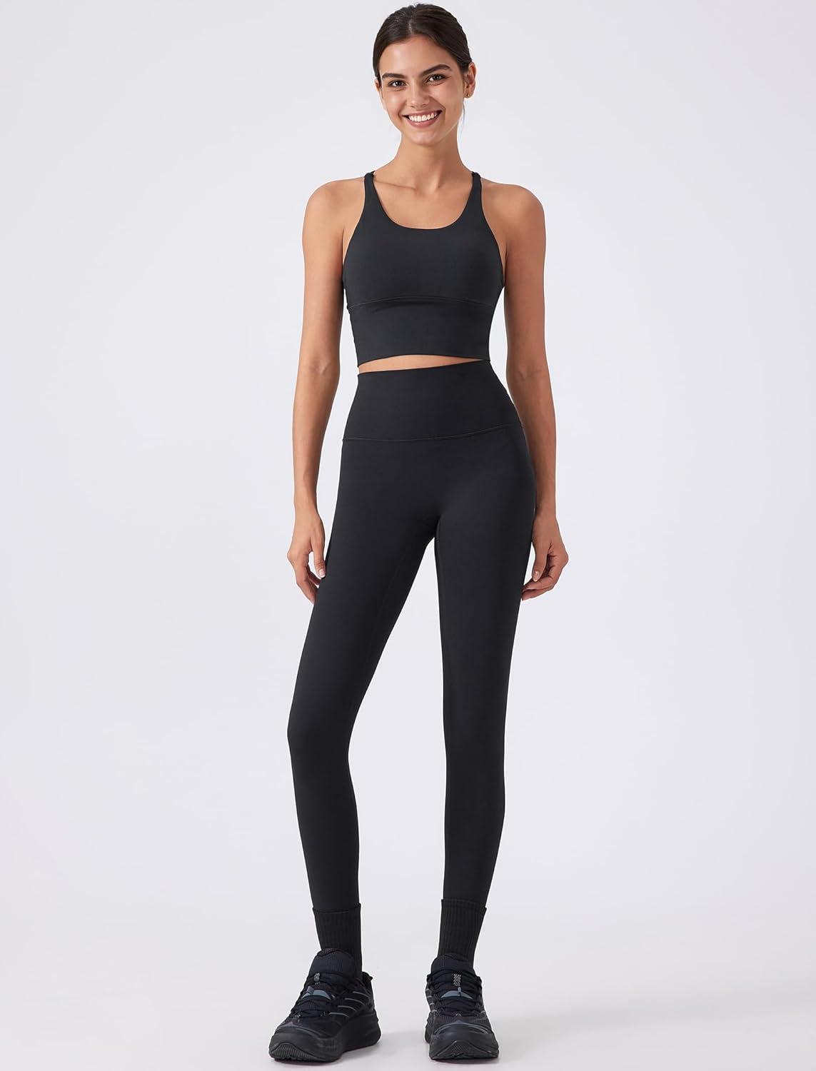 Yvette Womens Athletic Leggings High Waisted Tummy Control Tights for Women(Black)