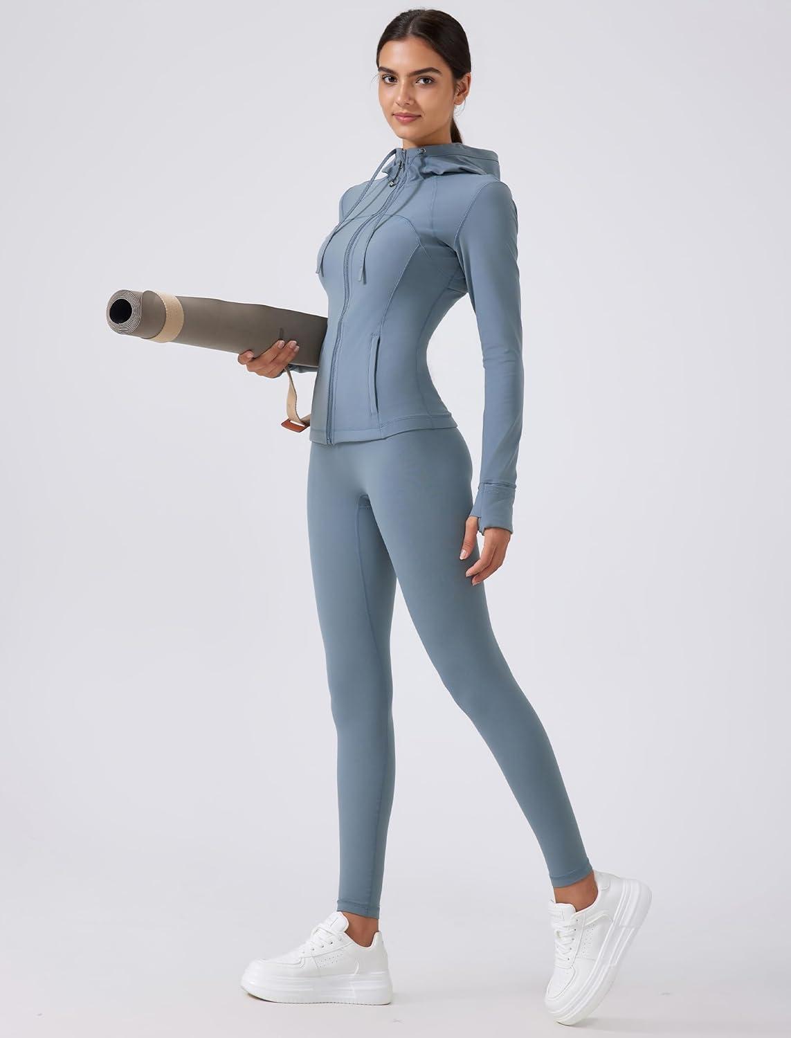 Yvette Womens Athletic Leggings High Waisted Tummy Control Tights for Women(Blue)