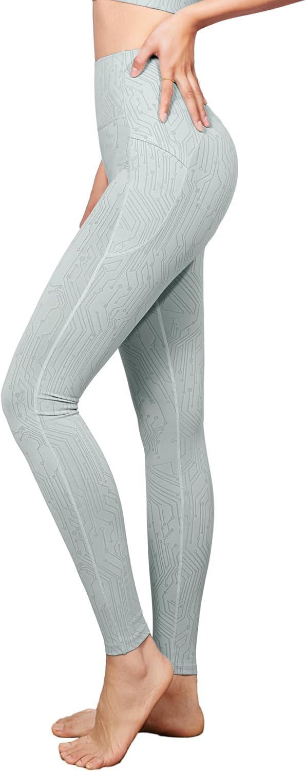 Yvette Yoga Leggings with Pockets for Women 27inch High Waisted Yoga Pants Tummy Control Buttery Soft Jacquard