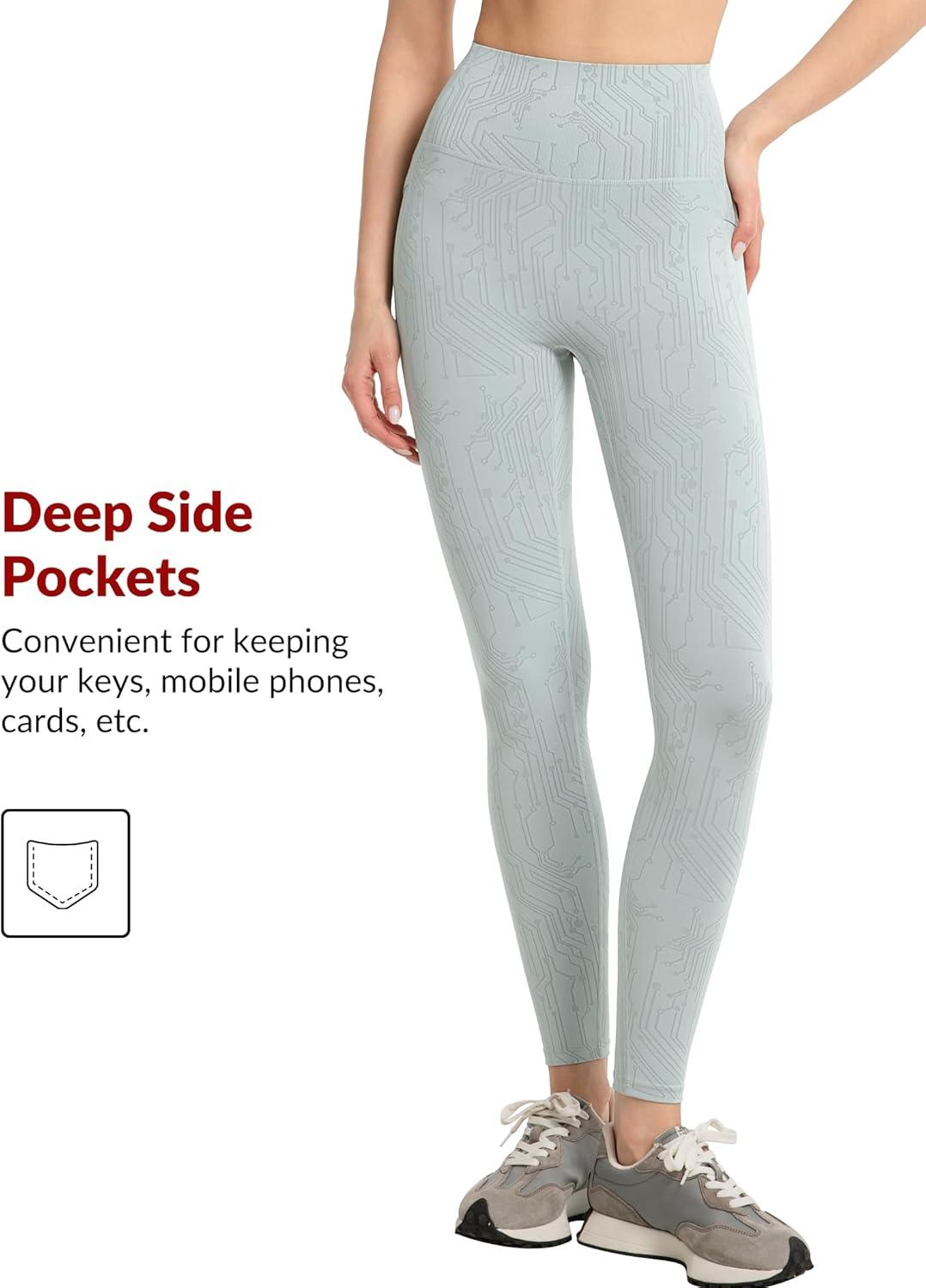 Yvette Yoga Leggings with Pockets for Women 27inch High Waisted Yoga Pants Tummy Control Buttery Soft Jacquard