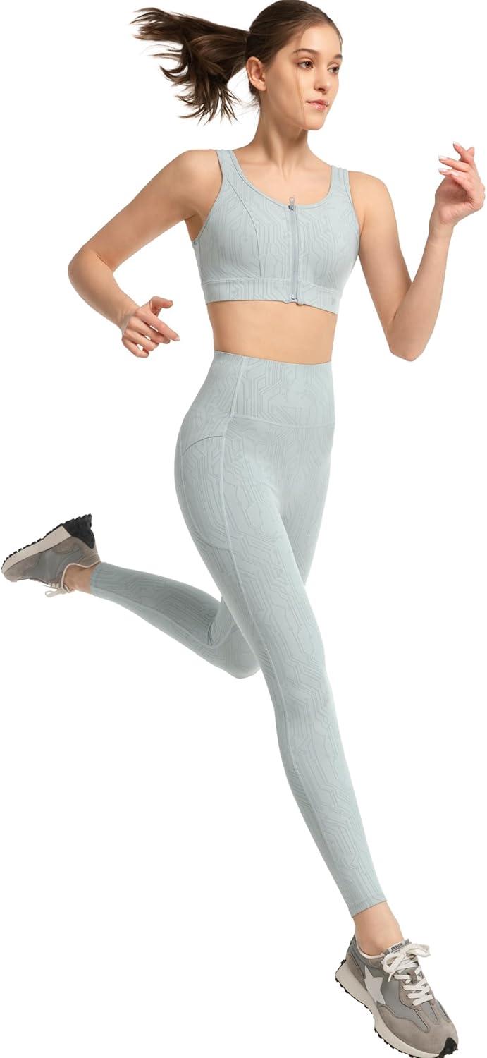 Yvette Yoga Leggings with Pockets for Women 27inch High Waisted Yoga Pants Tummy Control Buttery Soft Jacquard