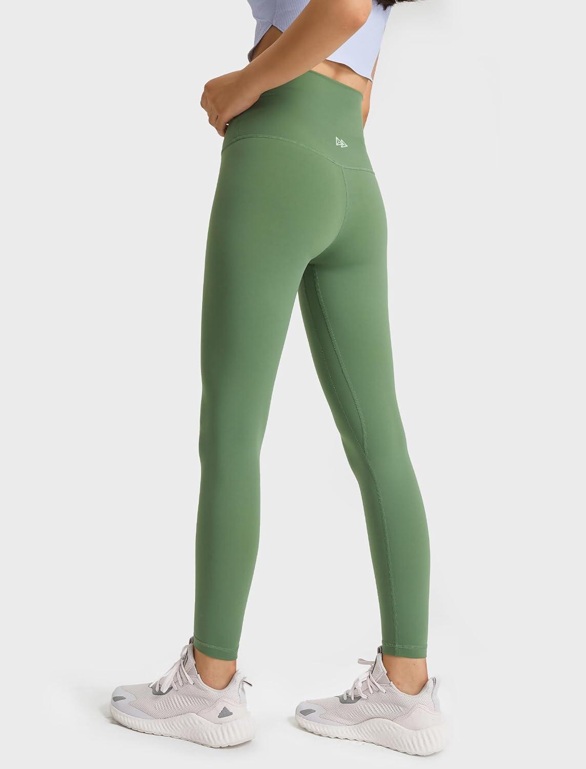 Yvette Womens High Waist Athletic Leggings with Inner Pockets Tummy Control Tights(Green)