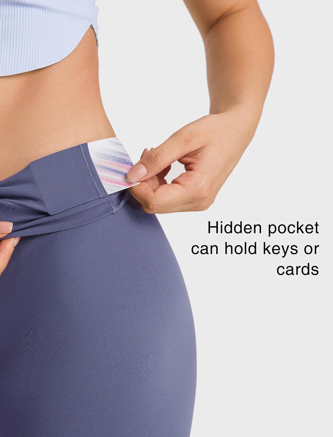 Yvette Womens High Waist Athletic Leggings with Inner Pockets Tummy Control Tights(Grey)