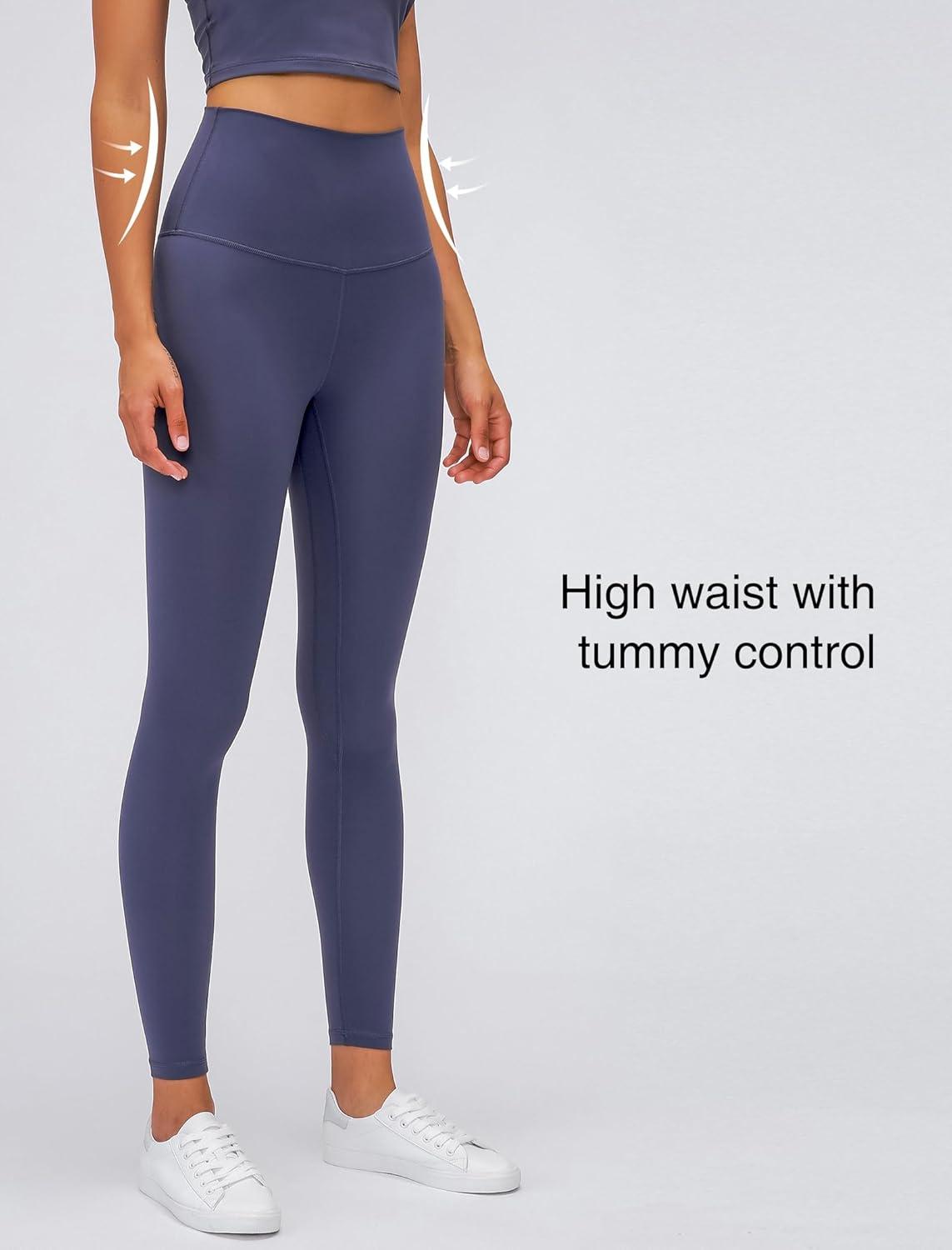 Yvette Womens High Waist Athletic Leggings with Inner Pockets Tummy Control Tights(Grey)
