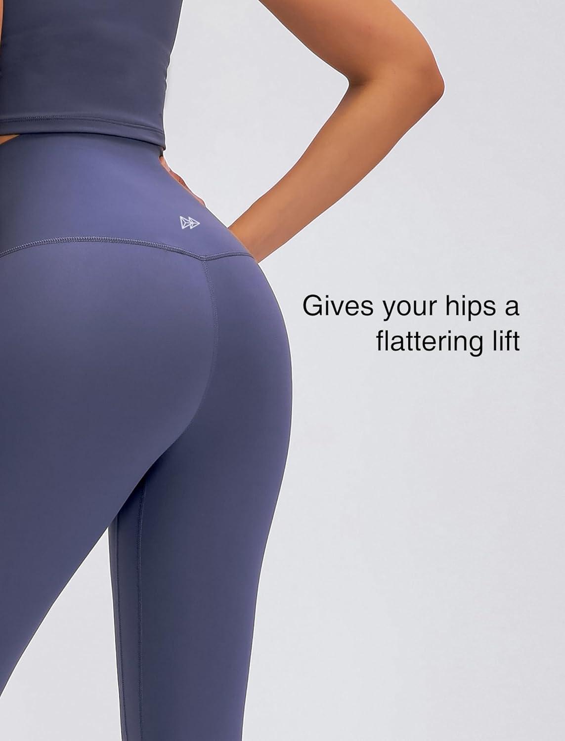Yvette Womens High Waist Athletic Leggings with Inner Pockets Tummy Control Tights(Grey)