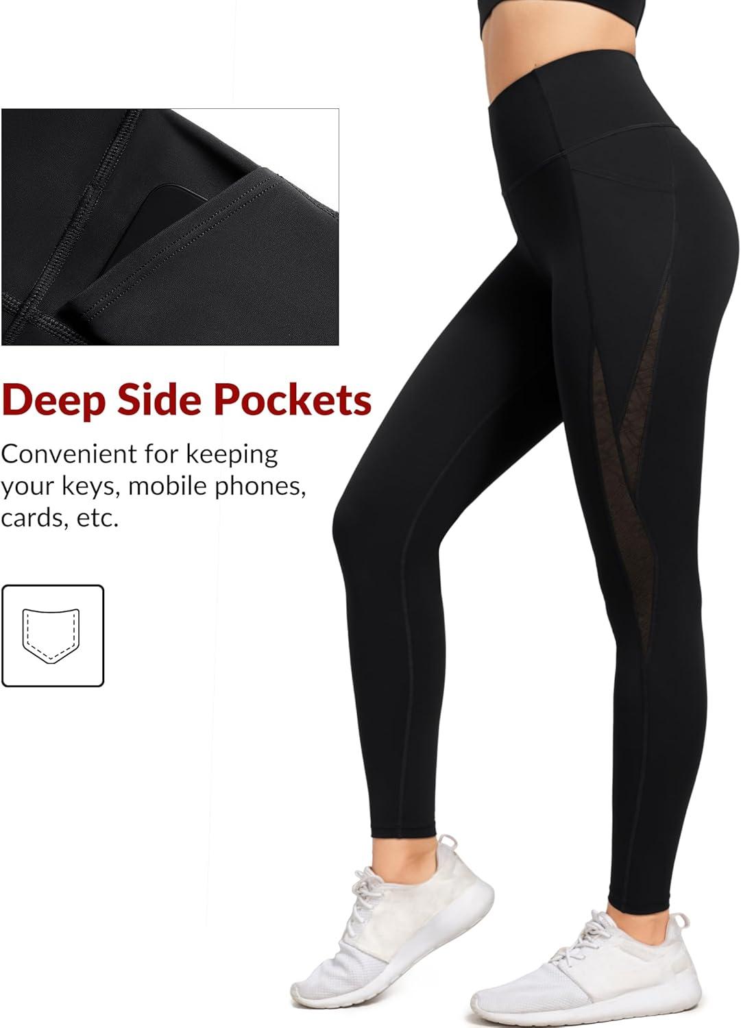 Yvette Tummy Control Leggings with Pockets for Women High Waisted Buttery Soft for Gym Yoga Workout Running