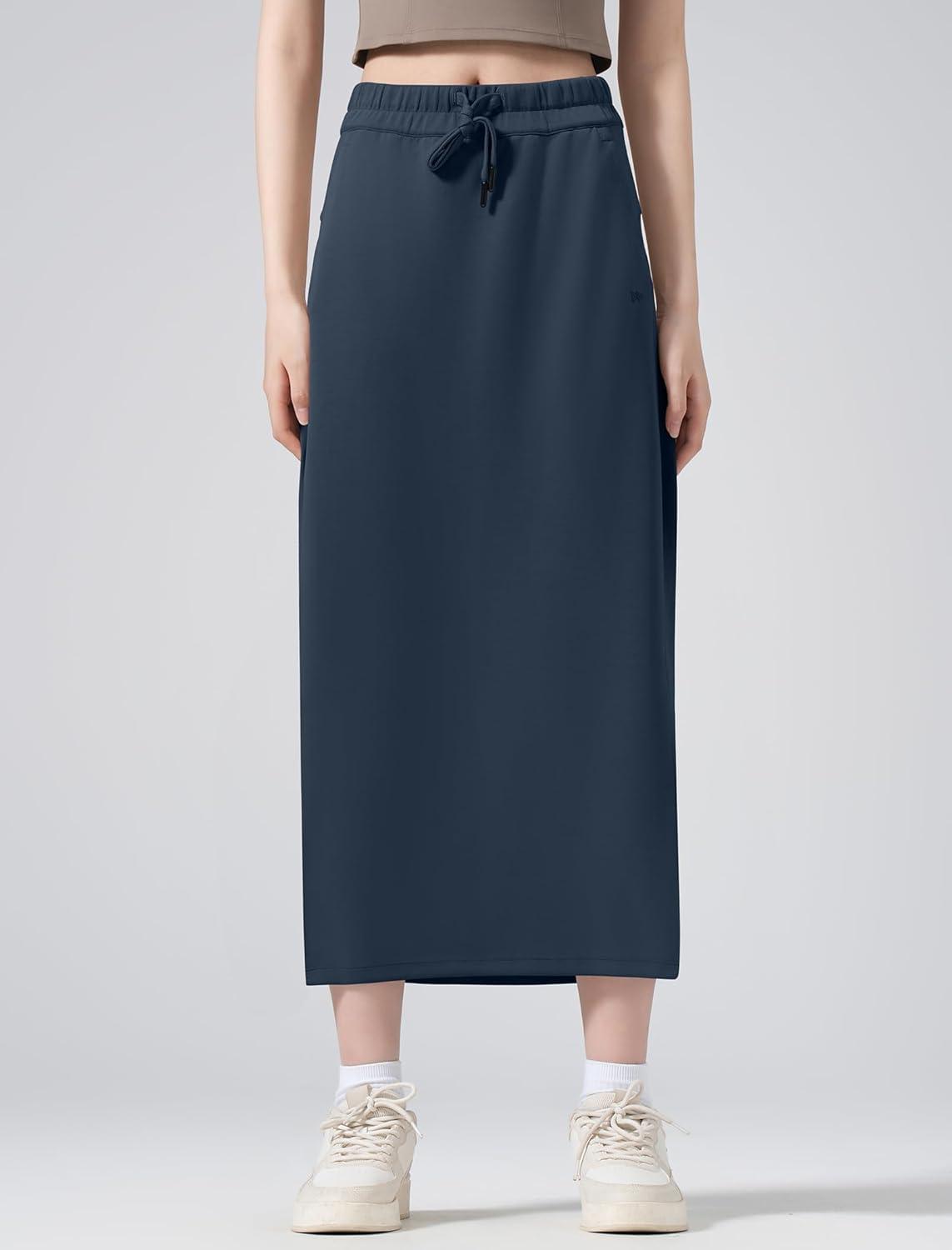 Yvette Women’s Midi Length Athletic Skirts High Waist Tennis Skirts for Women(Navy)