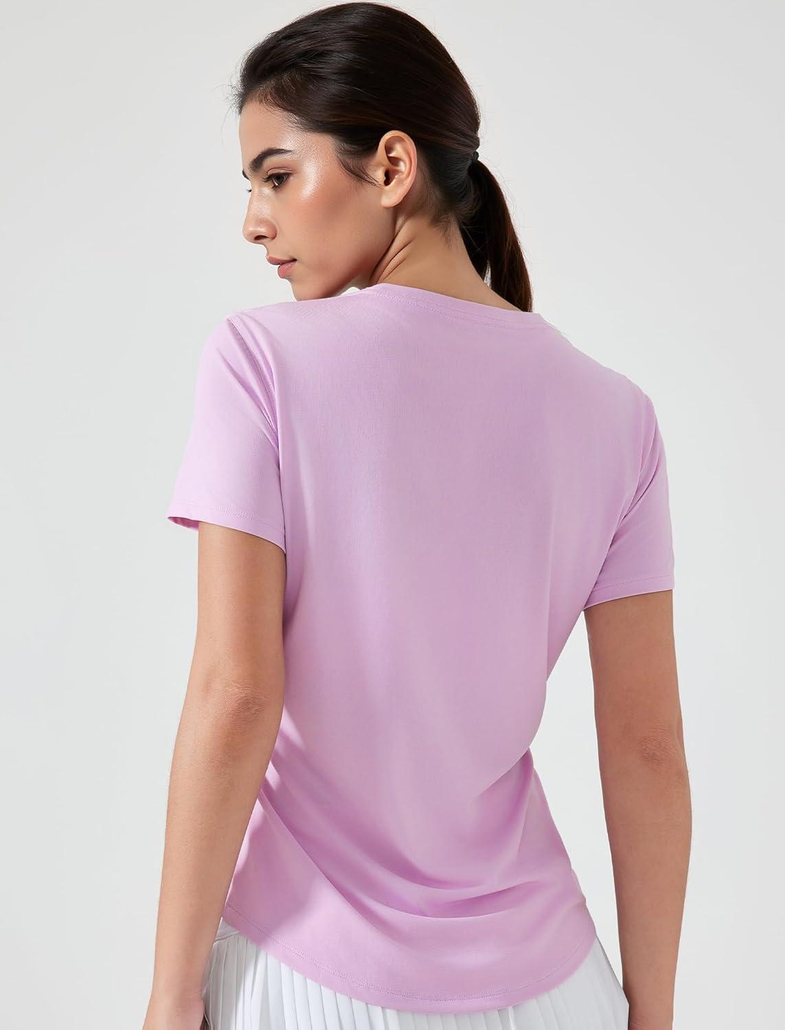 Yvette Women’s Athletic Shirts Short Sleeve Workout Tennis Yoga Running Gym Basic Tee Top Casual T-Shirts(Pink)