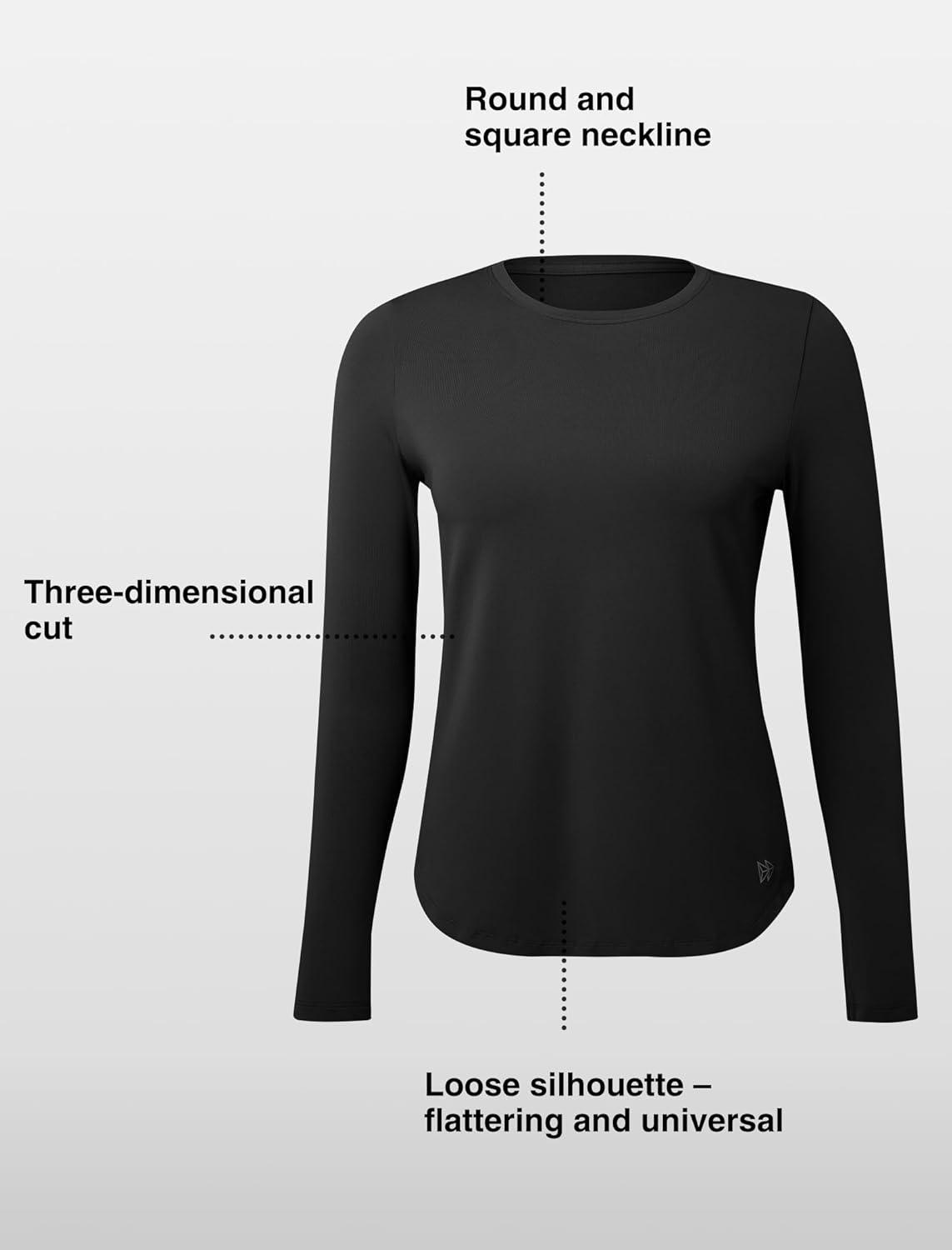 Yvette Women’s Long Sleeve Athletic T-Shirts Workout Running Basic Tee Tank Top Gym Casual Shirts(Black)