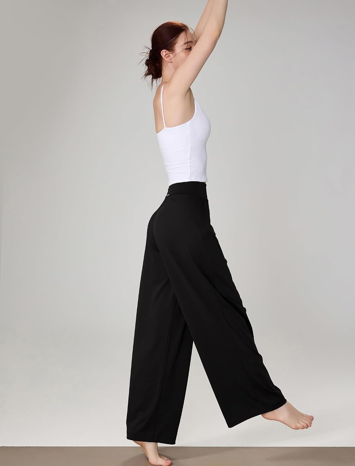 Yvette High Waisted Wide Leg Pants for Women Lightweight Casual Athletic Pants Loose Fit Lounge Travel Work(Black)