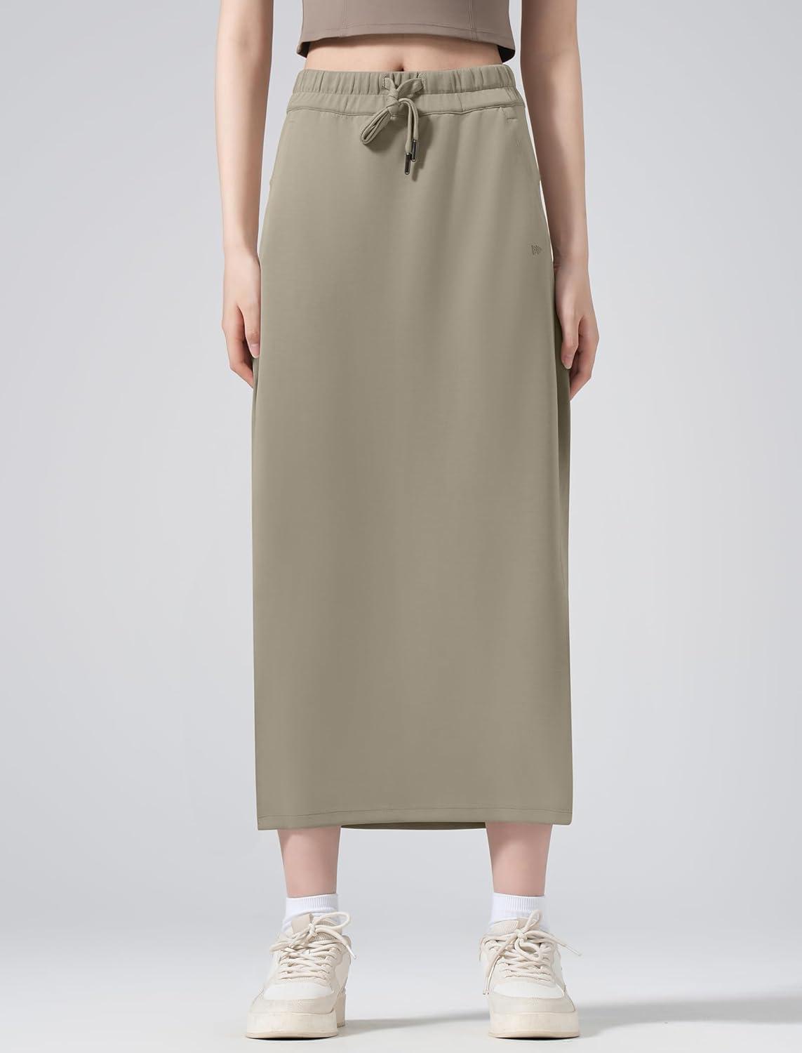 Yvette Women’s Midi Length Athletic Skirts High Waist Tennis Skirts for Women(Oak)
