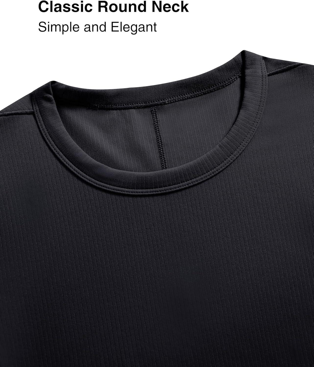 Yvette Womens Cropped Top Short Sleeve Breathable T-Shirts Athletic Yoga Tee Tops(Black)