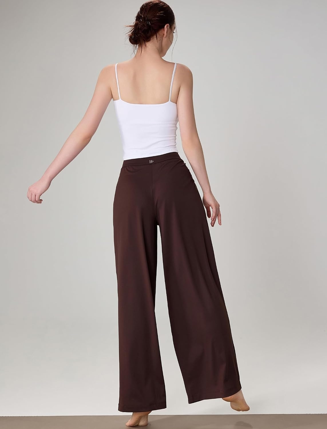 Yvette High Waisted Wide Leg Pants for Women Lightweight Casual Athletic Pants Loose Fit Lounge Travel Work(Brown)