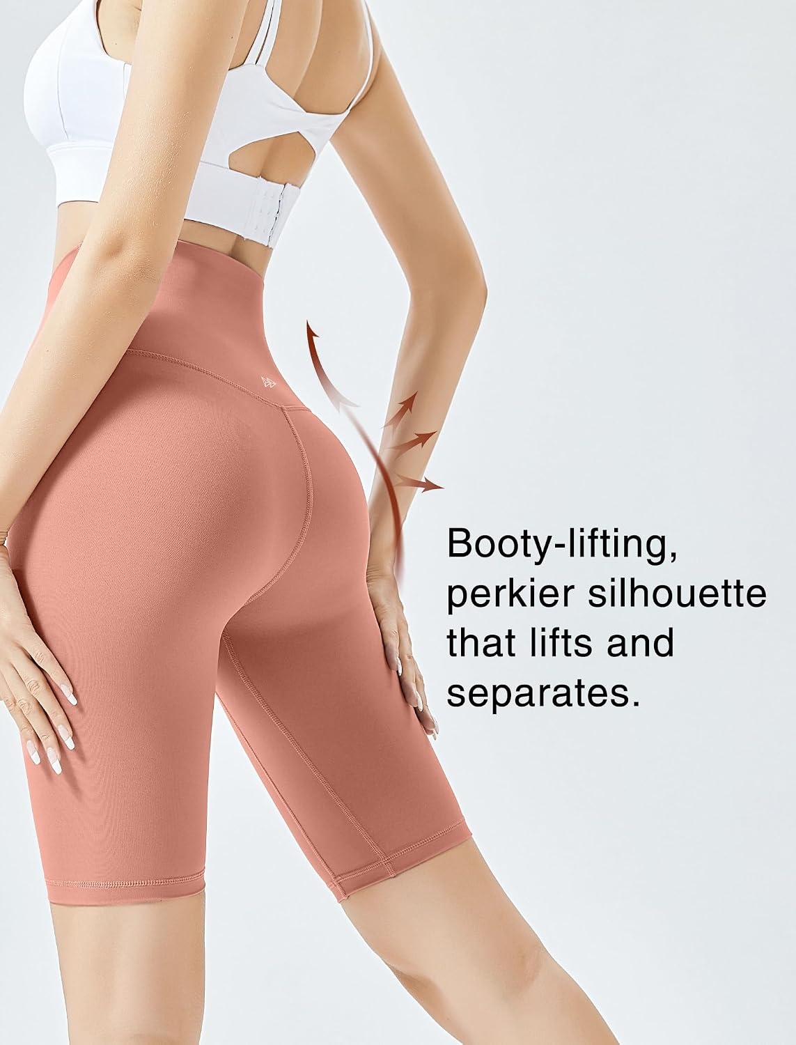 Yvette Womens Biker Shorts Tummy Control High Waist Running Workout Yoga Shorts(Coral Red)