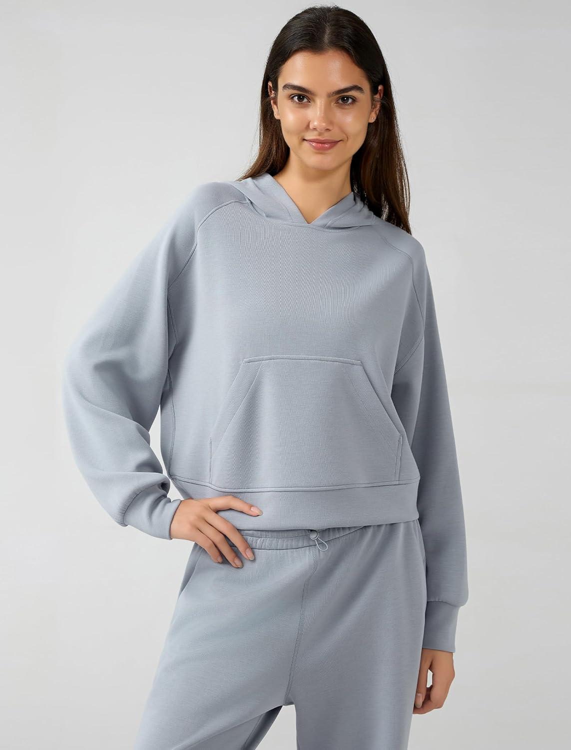 Yvette Women’s Hoodies Sweatshirts Pullover Comfy Long Sleeve Tops with Pockets Winter Fall Fashion Outfits Clothes(Grey)