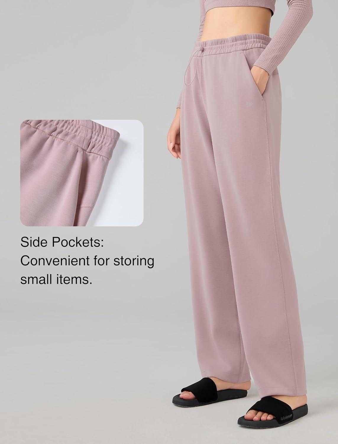 Yvette Sweatpants for Women High Waist Athletic Casual Pants with Pockets(Rose)