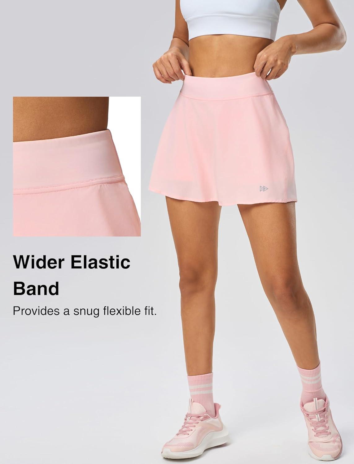 Yvette Athletic Skirt for Tennis Golf Pickleball – High Waisted Sports Skorts with Pockets(Pink)