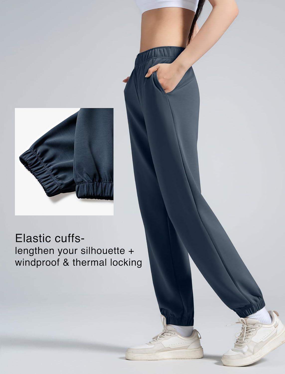 Yvette Women’s Joggers High Waisted Sweatpants Athletic Pants with Pockets(Navy)