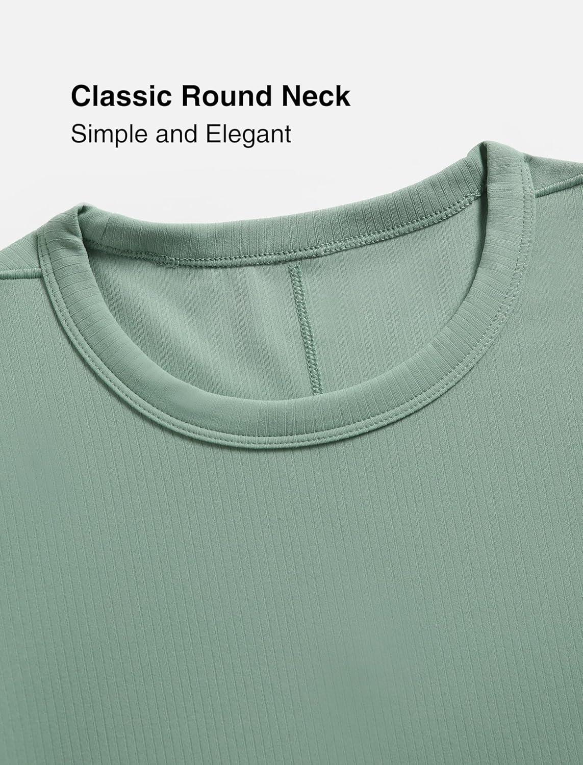Yvette Womens Cropped Top Short Sleeve Breathable T-Shirts Athletic Yoga Tee Tops(Green)