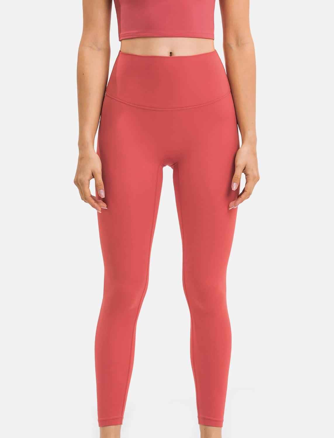 Yvette Athletic Leggings for Women High Waist Tummy Control Workout Tights(Coral Red)