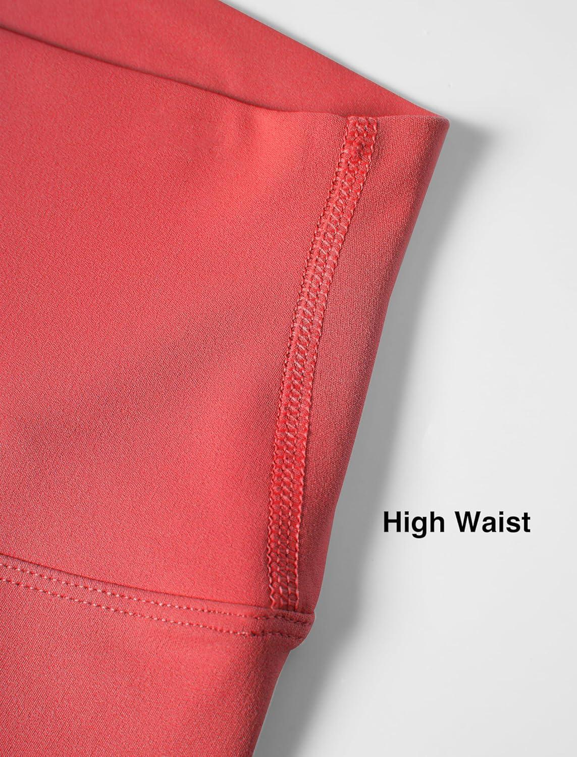 Yvette Athletic Leggings for Women High Waist Tummy Control Workout Tights(Coral Red)
