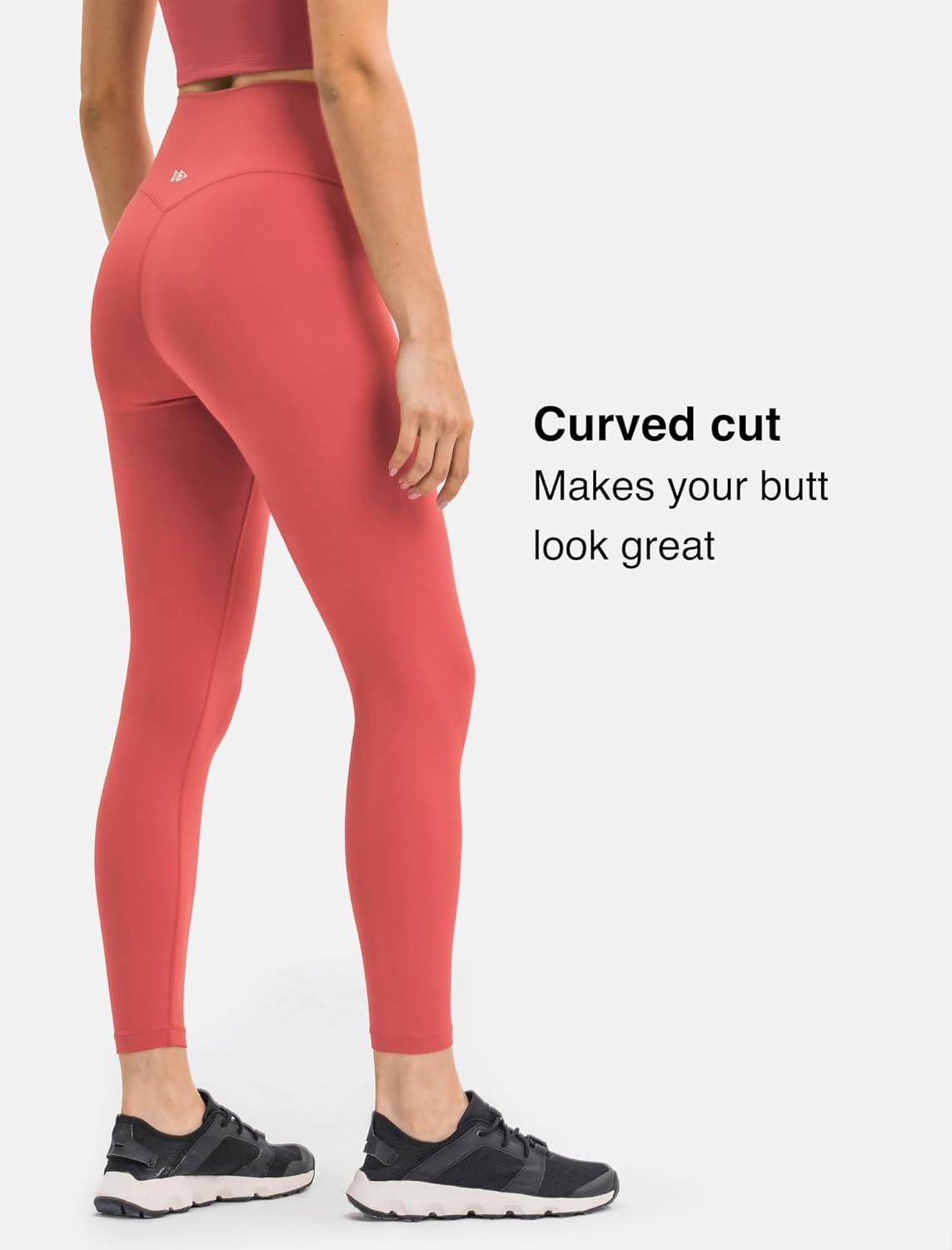Yvette Athletic Leggings for Women High Waist Tummy Control Workout Tights(Coral Red)