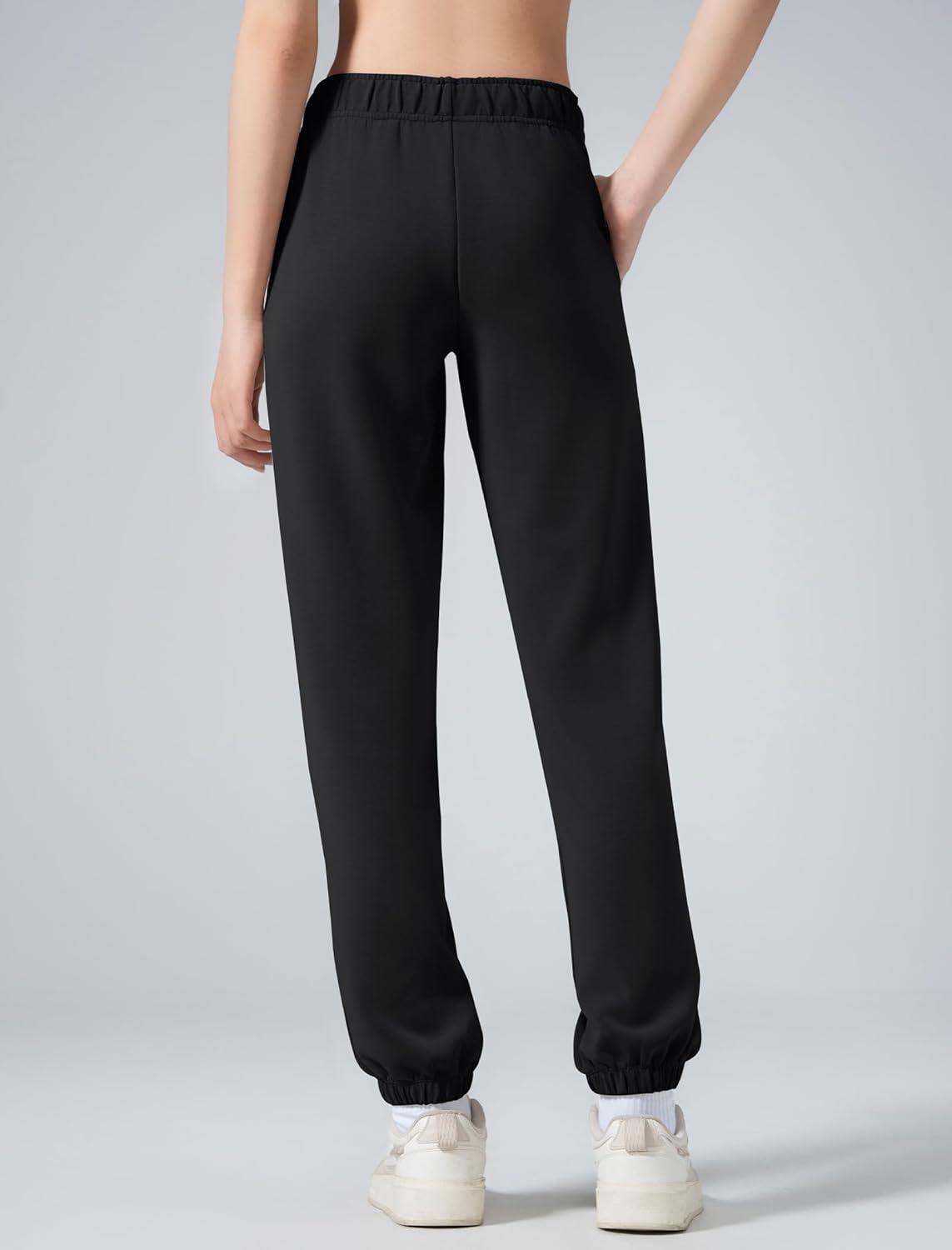 Yvette Women’s Joggers High Waisted Sweatpants Athletic Pants with Pockets(Black)