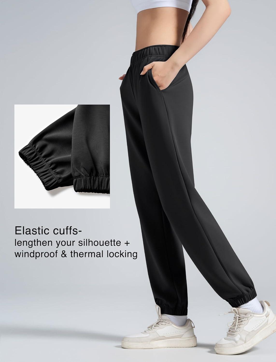 Yvette Women’s Joggers High Waisted Sweatpants Athletic Pants with Pockets(Black)