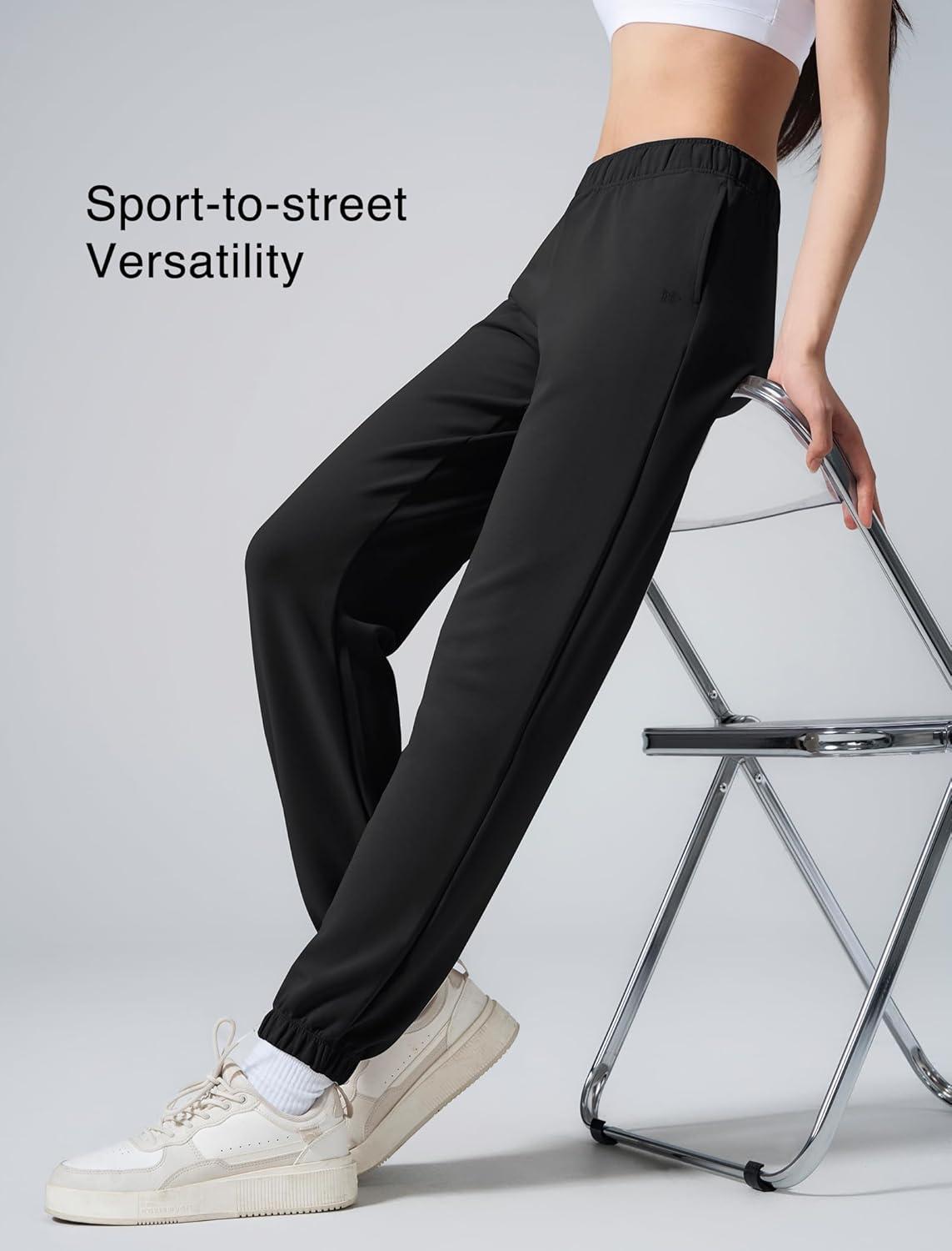 Yvette Women’s Joggers High Waisted Sweatpants Athletic Pants with Pockets(Black)