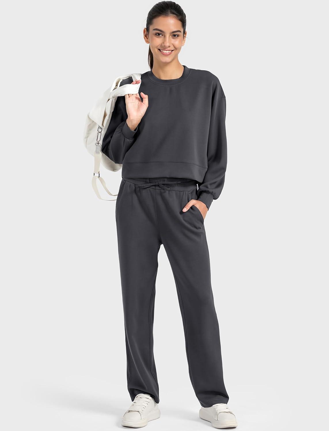 Yvette Women’s Sweatshirts Crewneck Pullover Tops Long Sleeve Fall Winter Fashion Outfits Clothes Casual Tops(Grey)