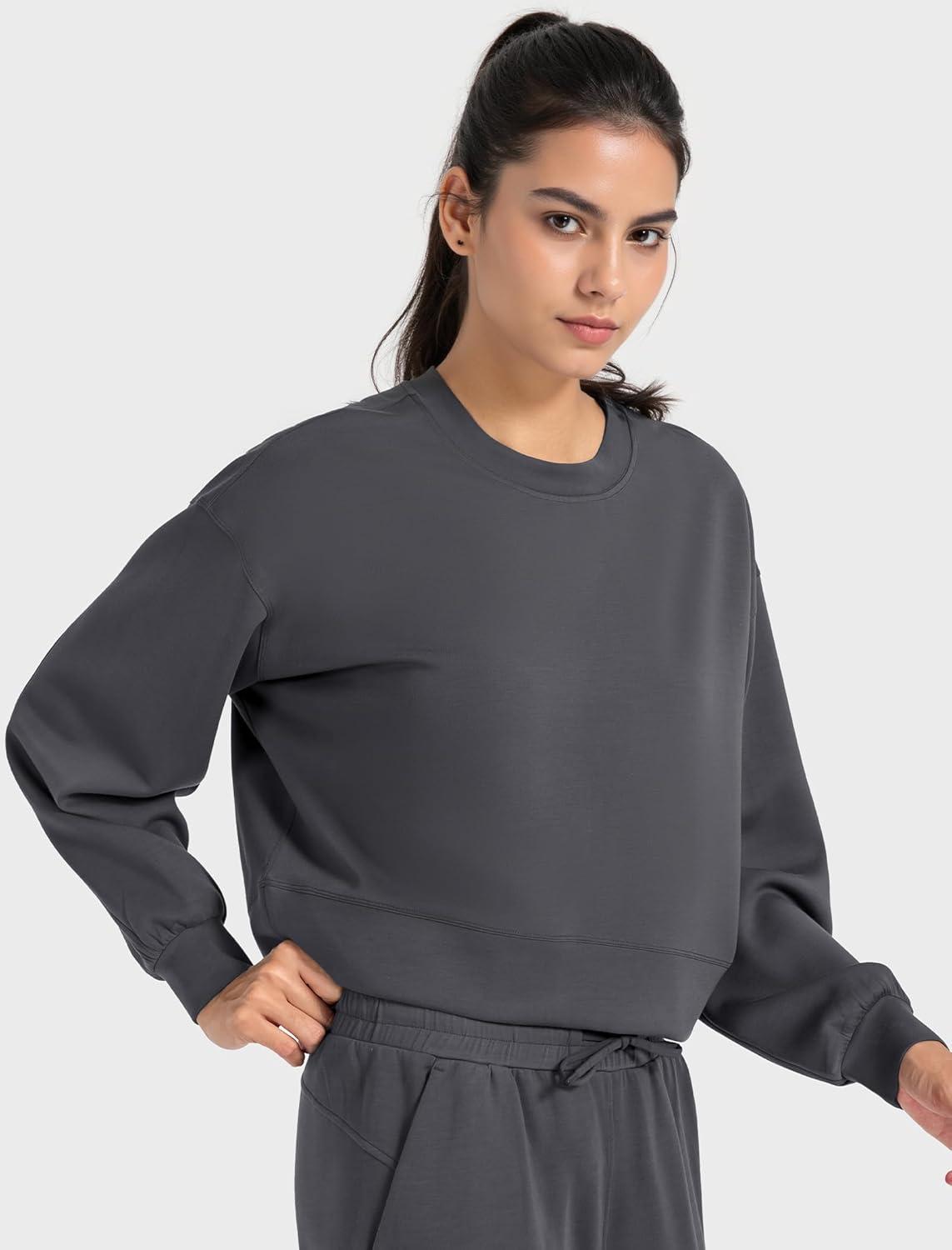 Yvette Women’s Sweatshirts Crewneck Pullover Tops Long Sleeve Fall Winter Fashion Outfits Clothes Casual Tops(Grey)