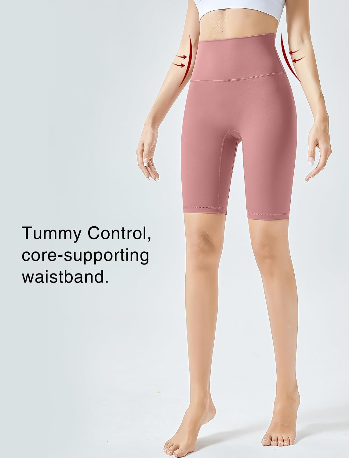 Yvette Womens Biker Shorts Tummy Control High Waist Running Workout Yoga Shorts(Brown)