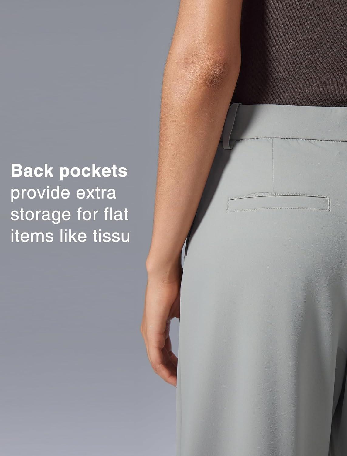 Yvette Dress Pants for Women Wide Leg Pleated Trousers High Waist Yoga Pants with Pockets(Stone)